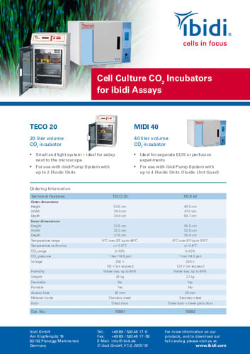 ibidi Cell Culture CO² Incubators for ibidi Assays