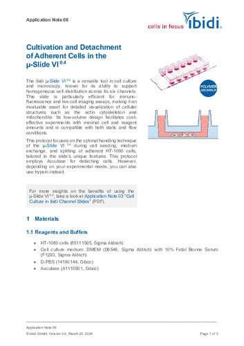 Cell Cultivation Detachment Slide VI